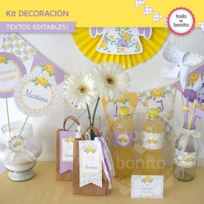 Shabby Chic violeta y amarillo: Kit decoración