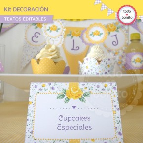 Shabby Chic violeta y amarillo: Kit decoración