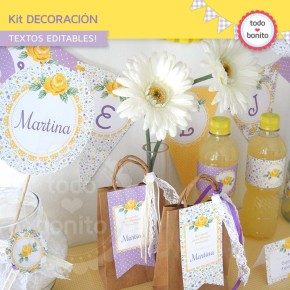 Shabby Chic violeta y amarillo: Kit decoración