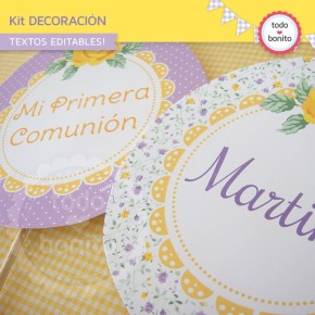 Shabby Chic violeta y amarillo: Kit decoración