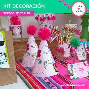 Llamas: kit imprimible decoración de fiesta