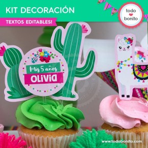 Llamas: kit imprimible decoración de fiesta