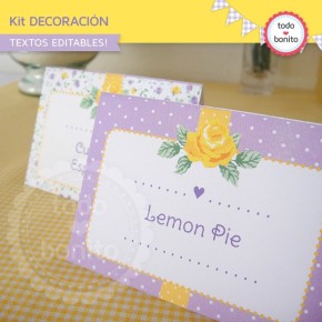 Shabby Chic violeta y amarillo: Kit decoración