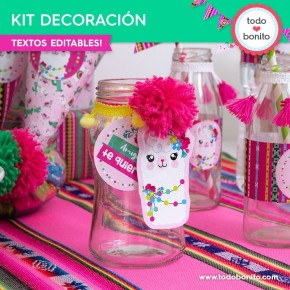 Llamas: kit imprimible decoración de fiesta