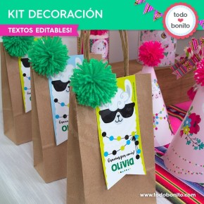 Llamas: kit imprimible decoración de fiesta