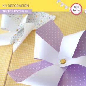 Shabby Chic violeta y amarillo: Kit decoración