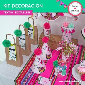 Llamas: kit imprimible decoración de fiesta