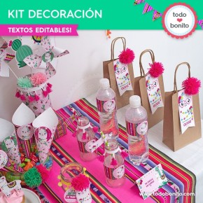 Llamas: kit imprimible decoración de fiesta