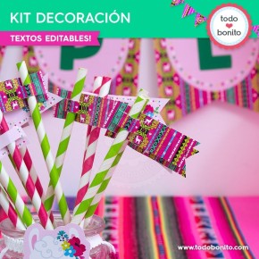 Llamas: kit imprimible decoración de fiesta