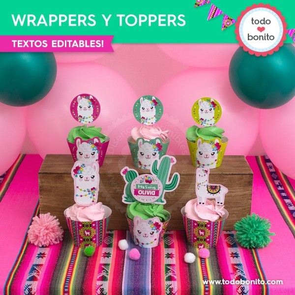 Llamas: wrappers y toppers