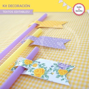 Shabby Chic violeta y amarillo: Kit decoración