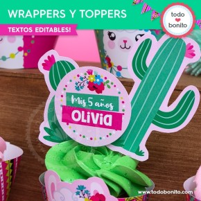 Llamas: wrappers y toppers