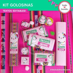 Llamas: kit etiquetas de golosinas