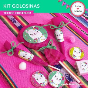 Llamas: kit etiquetas de golosinas