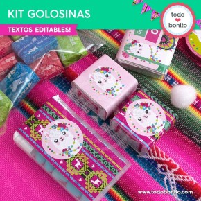 Llamas: kit etiquetas de golosinas