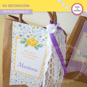 Shabby Chic violeta y amarillo: Kit decoración