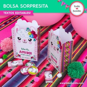 Llamas: bolsas sorpresita para imprimir