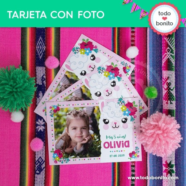 Llamas: tarjeta con foto