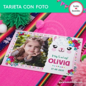 Llamas: tarjeta con foto