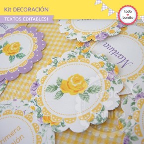 Shabby Chic violeta y amarillo: Kit decoración