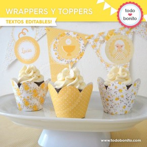 Shabby Chic amarillo: wrappers y toppers