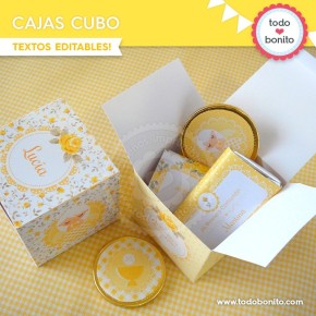 Shabby Chic amarillo: cajita cubo