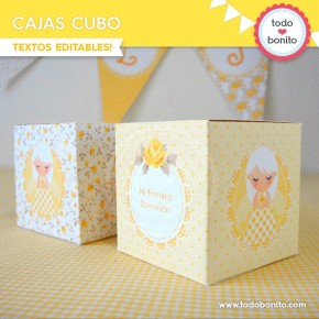 Shabby Chic amarillo: cajita cubo