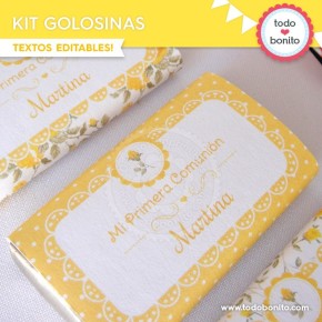 Shabby Chic amarillo: kit etiquetas de golosinas