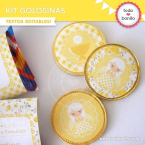 Shabby Chic amarillo: kit etiquetas de golosinas