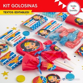 Mujer Maravilla: kit etiquetas de golosinas