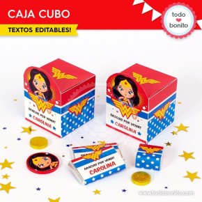 Mujer Maravilla: cajita cubo para imprimir