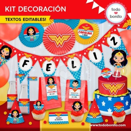 Mujer Maravilla: kit imprimible decoración de fiesta