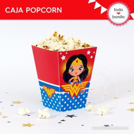 Mujer Maravilla: caja popcorn para imprimir