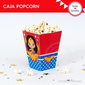 Mujer Maravilla: caja popcorn para imprimir