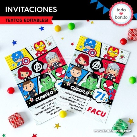 Avengers: invitación imprimible y digital