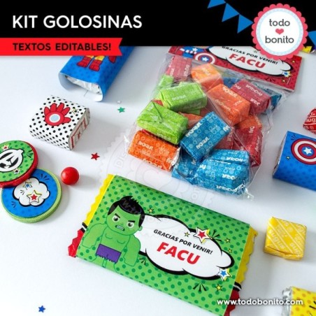 Avengers: kit etiquetas de golosinas