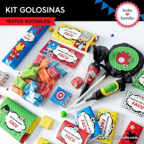 Avengers: kit etiquetas de golosinas