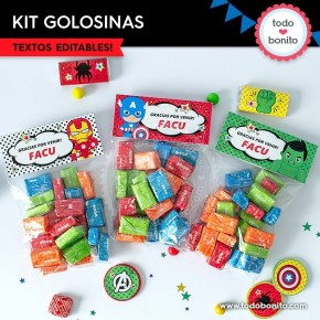 Avengers: kit etiquetas de golosinas