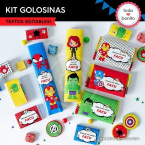 Avengers: kit etiquetas de golosinas