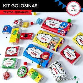 Avengers: kit etiquetas de golosinas