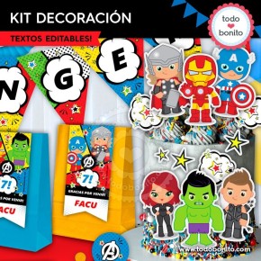 Avengers: kit imprimible decoración de fiesta