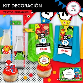 Avengers: kit imprimible decoración de fiesta