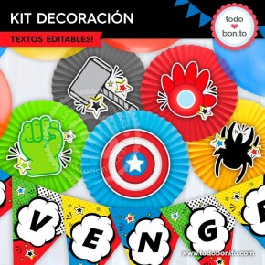 Avengers: kit imprimible decoración de fiesta