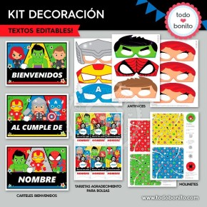 Avengers: kit imprimible decoración de fiesta