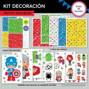 Avengers: kit imprimible decoración de fiesta