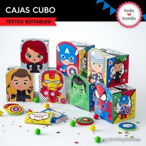 Avengers: cajitas cubo para imprimir