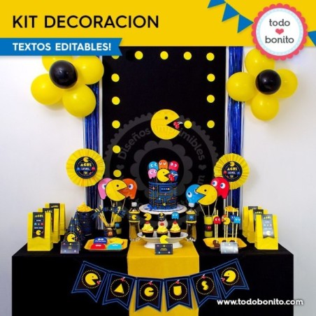 Pacman: kit imprimible decoración de fiesta