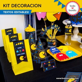Pacman: kit imprimible decoración de fiesta