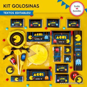 Pacman: kit etiquetas de golosinas