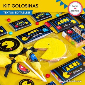 Pacman: kit etiquetas de golosinas